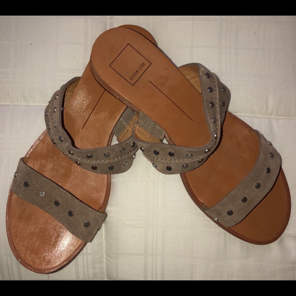 Tan nail head sandals